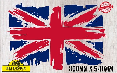 Vinyl-Aufkleber UK Flagge Nr. 33 Distressed für Auto Van zweifarbig 800 mm x 540 mm