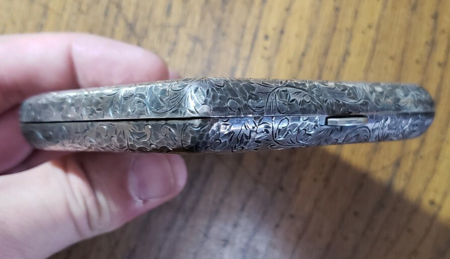 Sterling Silver .950 Cigarette Case Vintage Engraved Japanese