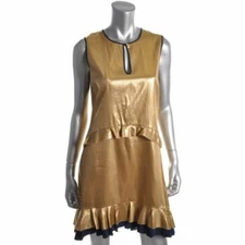 NWT - Juicy Coutour Gold Hammered Silk Dress Size 6 Retails $268