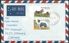 AUSTRALIA 1980 airmail cover to Germany - nice franking - dogs.............44734