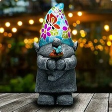 Yiosax Gnome Outdoor Garden Decor Large Luminous Gnome Satue with LanMaoZi Light