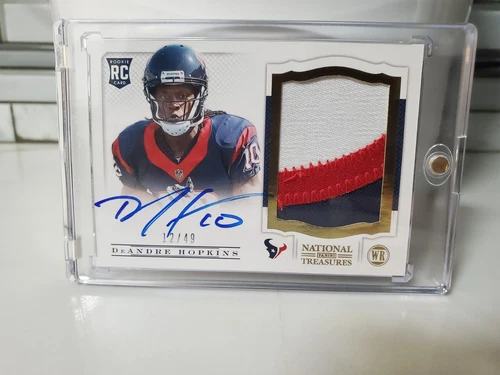 2013 National Treasures DeAndre Hopkins Jersey Material Autograph Gold /49 RPA 