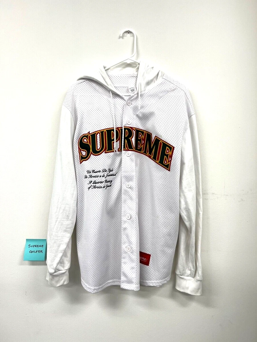 supreme mesh hooded L/S baseball jersey hoodie jacket Large | eBay