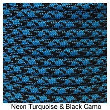 Neon Turquoise Black Paracord 50 Foot 550 lb 7 Strand Camping Survival Kit Rope