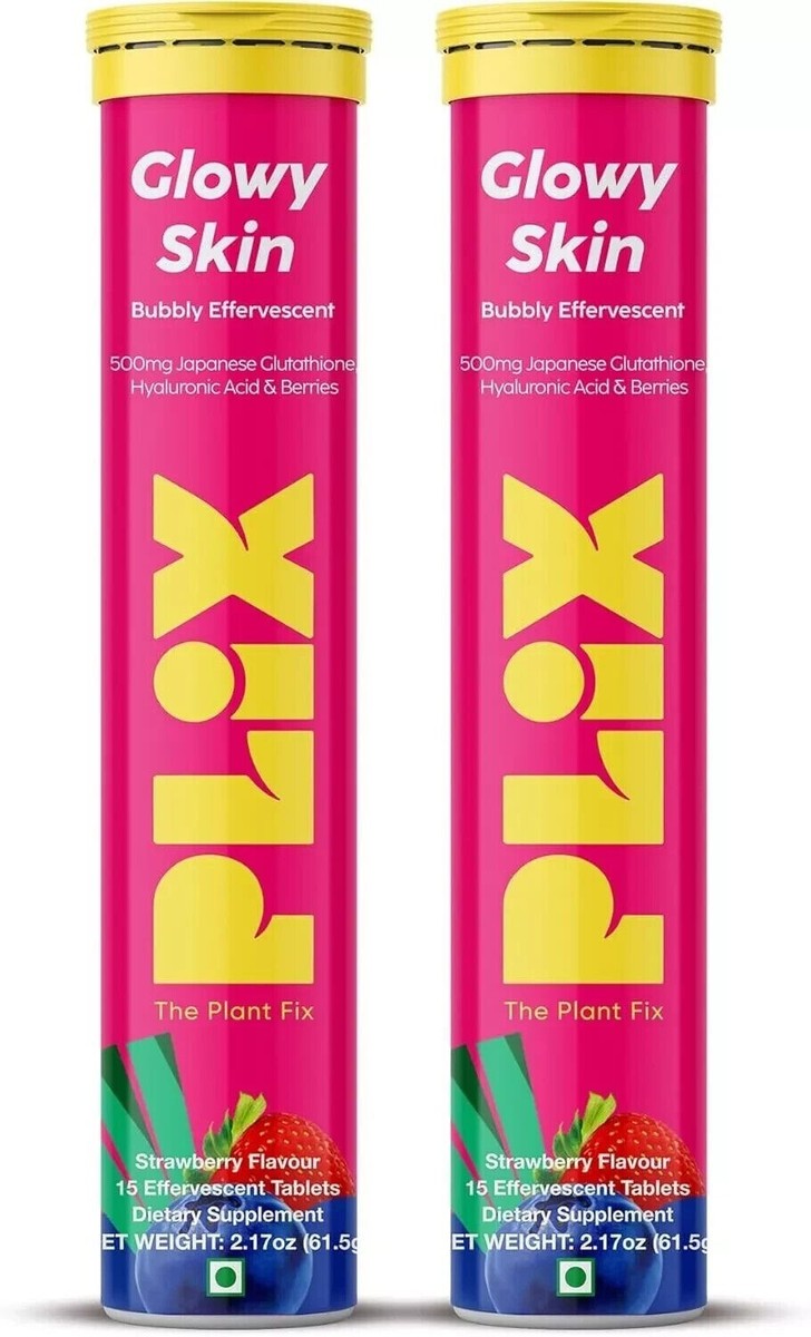 PLIX Glutathione Skin Glow Effervescent Tablets - 30 Pack for Radiant  Complexion