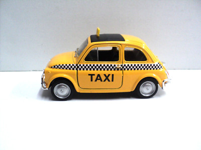 Fiat Nuova 500 Taxi 600L Excite BA362176 Yellow Toy Car Pull-Back Diecast