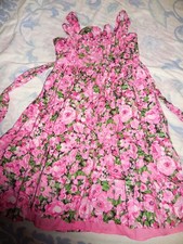 euc Place pink green floral crumb catcher bodice party dress girl 8 free ship