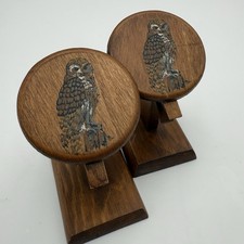 Set of 2 VTG Spring Clip Wooden Owl Recipe Card Clips Holders Kitchen Decor Note
