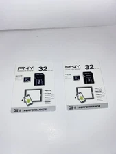 Lot Of 2 NEW SEALED PNY 32 GB Micro SD Card with Adapter