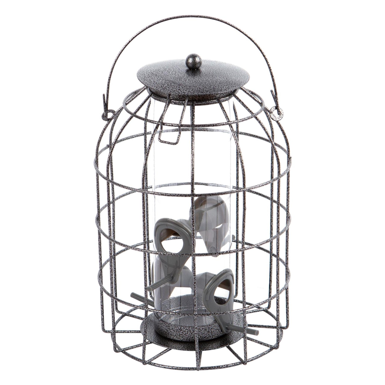 1x Grey Squirrel-Proof Metal Seed Bird Feeder Hanging Garden Feeding Station