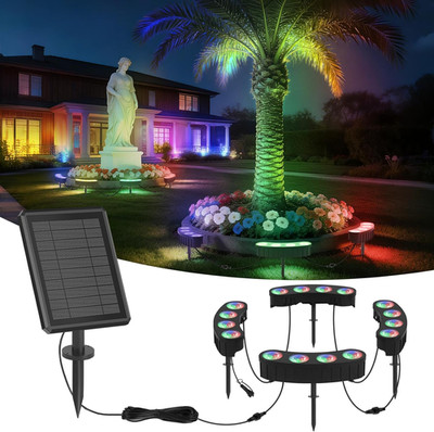 Color Changing Solar Tree Lights - RGBW Uplights with Adjustable Stake