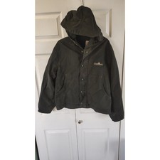 Vintage Carhartt Black Heavy-Duty Hooded Work Jacket J107 Style Large