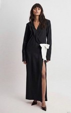 NAKD Flowy Tie Detail Maxi Dress Gown Black Tie Wedding Guest Formal NWT Small