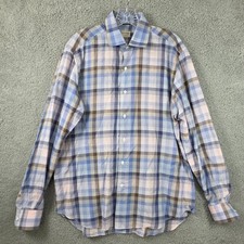 CULTURATA Tailored Fit Button Down Multi Color Check Shirt Men's Size L