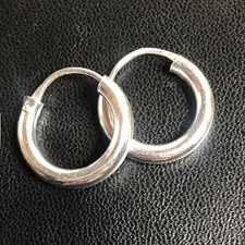 9663 Sterling Silver Small Hoop Earrings 925 Classic Round 16mm Huggies