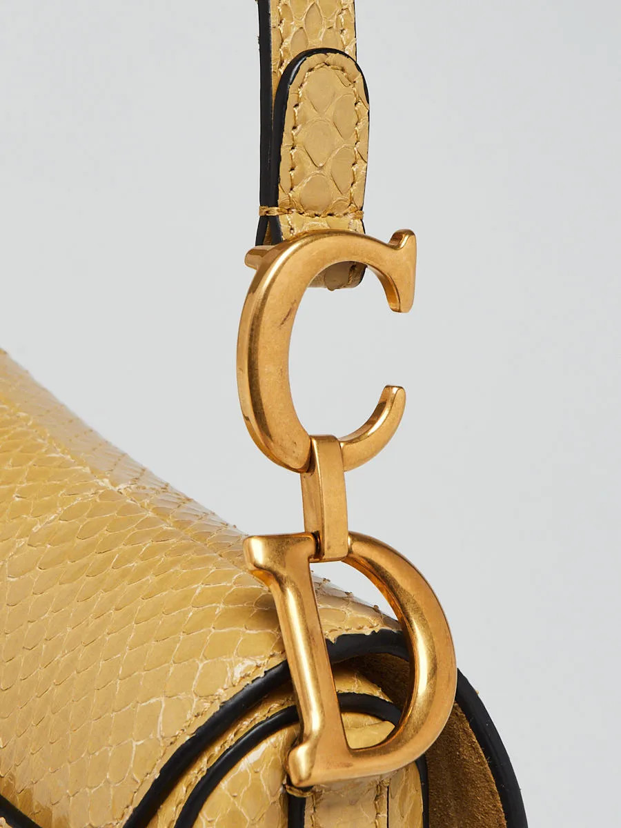 Christian Dior Beige Python Mini Saddle Bag - image 6
