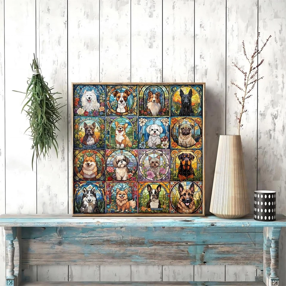 Stained Glass Puzzle, Dog Puzzles for Adults 1000 Pieces, Colorful Animal Puppy - Image 2 of 4
