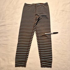 Hanna Andersson girls size 130 or 8 brown teal striped leggings Play cond.