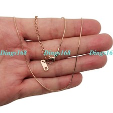 Real 18K Rose Gold Filled 1mm Very Thin Shiny Italian Snake Chain Necklace P021R