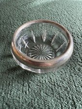c1929 Sterling Silver Rimmed Cut Glass Salt Bowl