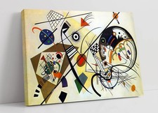 KANDINSKY 17 -FRAMED CANVAS ABSTRACT WALL ART PICTURE PAPER PRINT- BLUE YELLOW