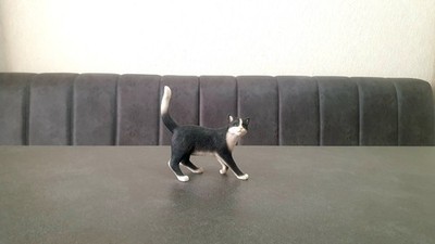 Schwarz-weiße Katze Ornament Home Deko Skulptur Statue Figur Geschenk