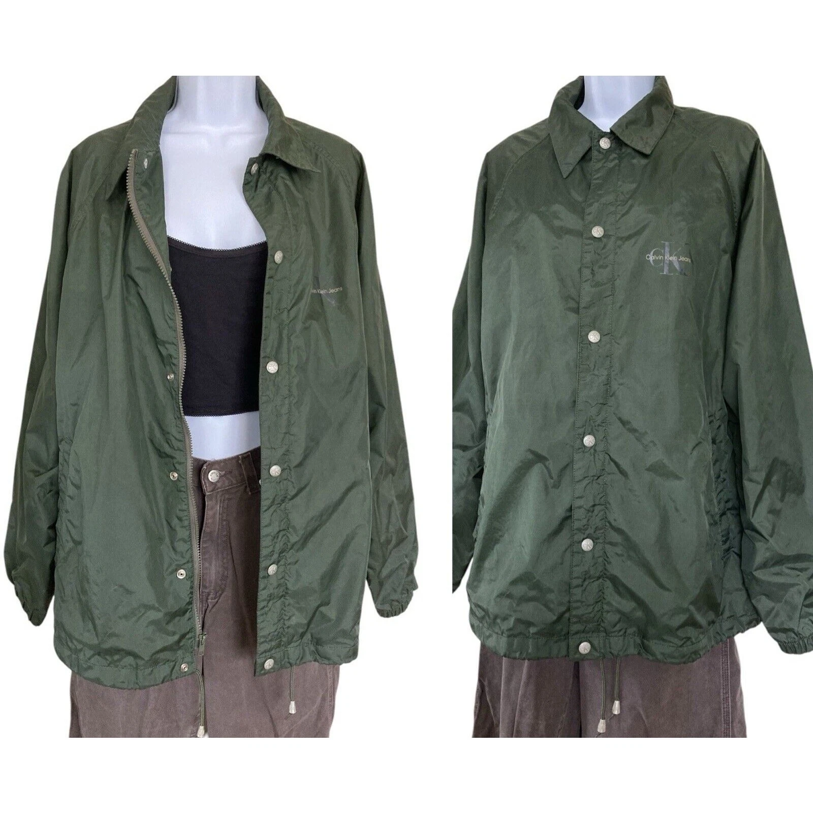 COACH Giacca antipioggia vintage anni 90 Y2k CK Calvin Klein Rave nylon allenatore sport Gorp XL
