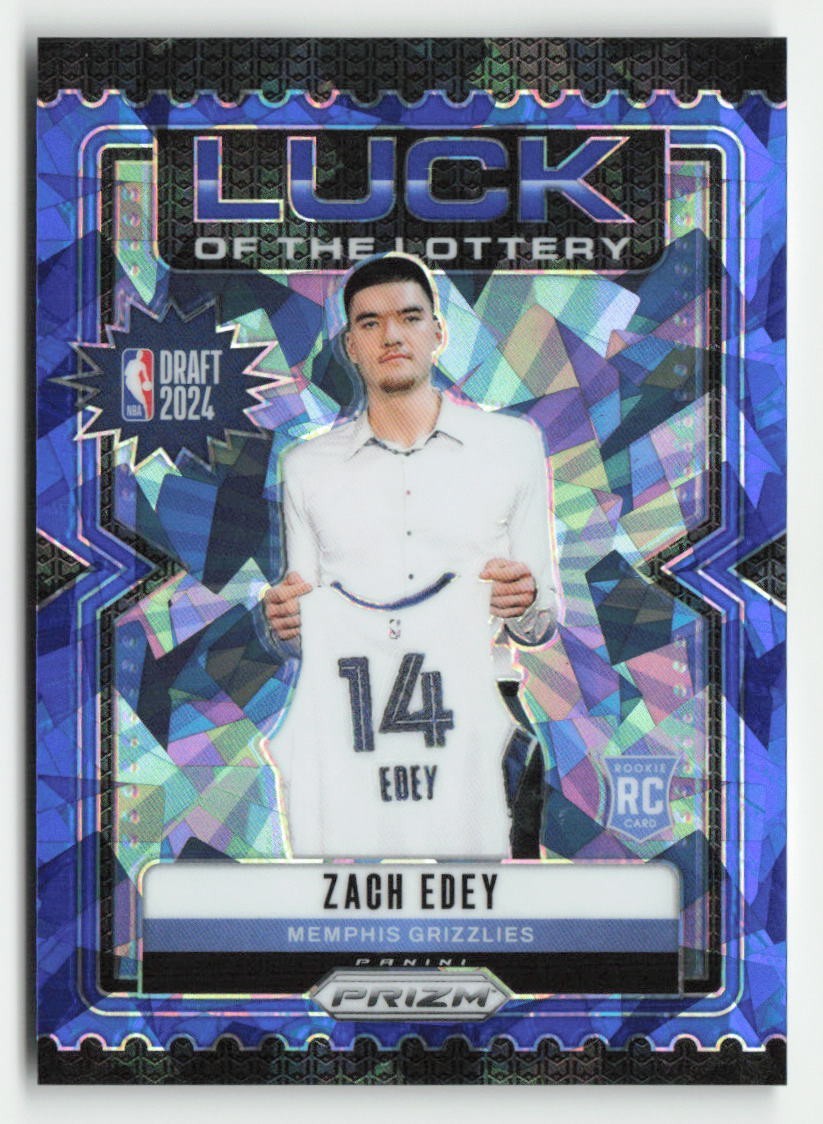 Zach Edey 2024-25 Panini Prizm Luck of the Lottery Blue Ice /125 #3 Grizzlies