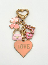 Chic Love Bag Charm with Stylish Accessories and Heart Clasp Keyring Purse Charm