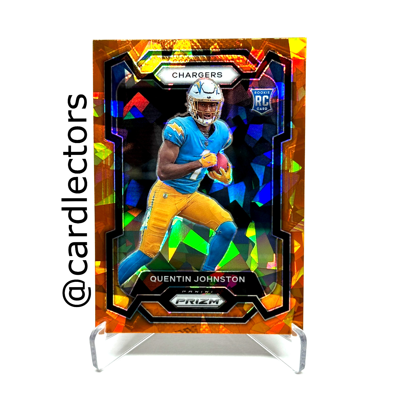 2023 Panini PRIZM Football QUENTIN JOHNSTON #353 RC Orange Cracked Ice CHARGERS
