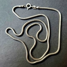 Vtg 925 Sterling Silver 19" Long Italian 2mm Round Snake Chain Necklace