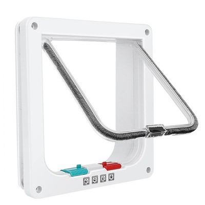 White 4-Way Locking Cat Door Flap Small Pet Door for Windows & Sliding Doors
