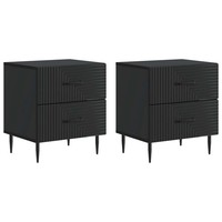 Nachttisch 2Er Set Schwarz Holzwerkstoff 43 X 34,5 X 47,5 Cm