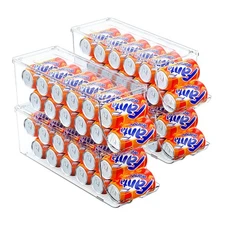 4 Pack Refrigerator Can Organizer, Stackable Soda & Food Cans Storage Bins