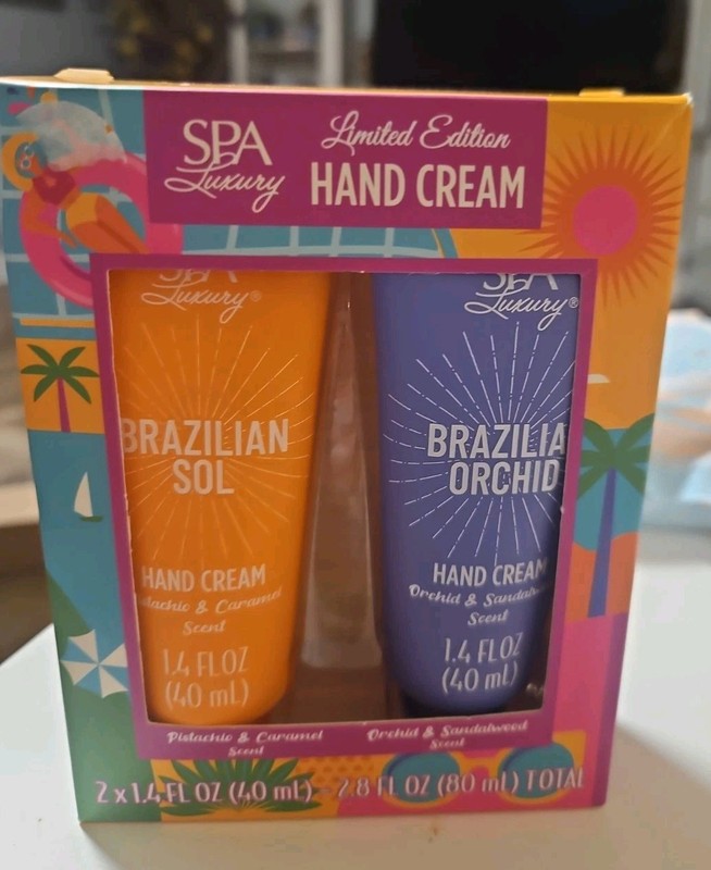 2pc Spa Luxury Brazilian Hand Cream Duo Brazilian Sol & Orchid 2 x 1.4 fl oz NIB