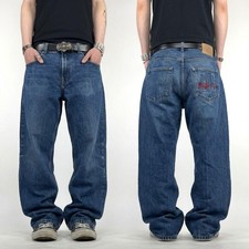 Vintage y2k embroidered faded stonewash grunge baggy wide leg jeans