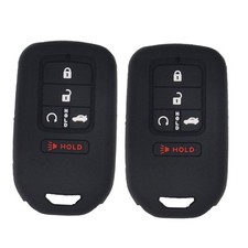 LemSa 2 Pack 5 Buttons Soft Silicone Car Key Fob Cover Case 2pcs Black