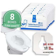 Toilet Seat Covers 2000 Pcs, 8 Packs of 250 Flushable  Disposable Toilet