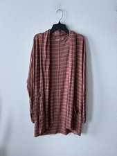 Prana Women's Foundation Wrap Cardigan Vino Heather Stripe Size Small Pockets