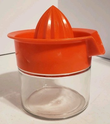 Vintage GEMCO 2-Piece Glass Jar Citrus Orange Lemon Juicer Hand Press