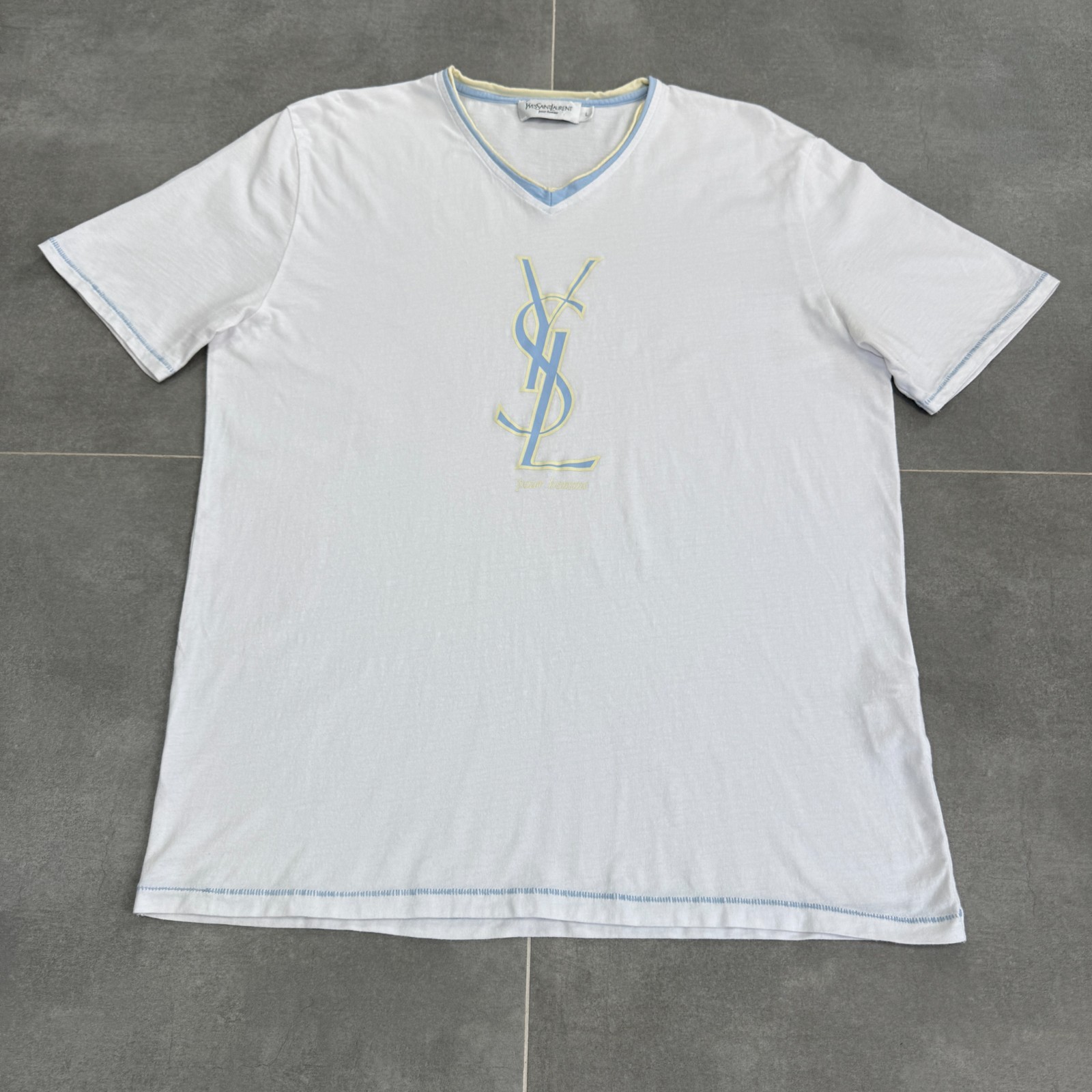 T shirt vintage Yves Saint Laurent Pour Homme YSL logo centrale uomo taglia L