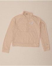 PUMA Womens Oversized Graphic Zip Neck Sweatshirt Jumper UK 6 XS Pink CL07