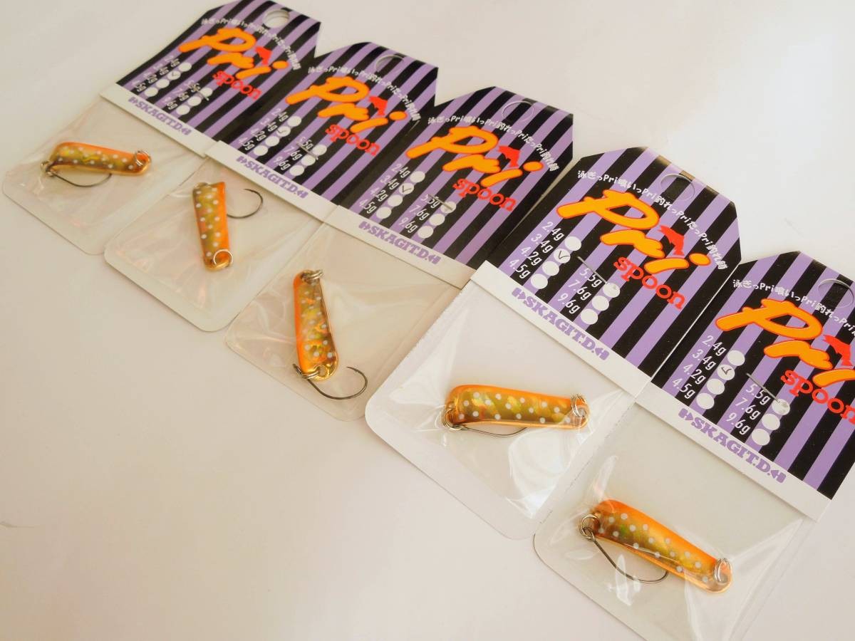 Skagit Designs Pri Spoon 3.4g Iwana (Gold) Set of 5 spoons - Image 3