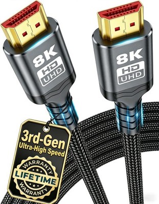 10K 8K HDMI Cable 2.1, 1.5FT 3.3FT 5FT 6.6FT 10FT 13FT 16FT 20FT 25FT, 48Gbps Go