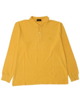 Sergio Tacchini Mens Long Sleeve Polo Shirt IT 48 Medium Yellow Cotton AE03