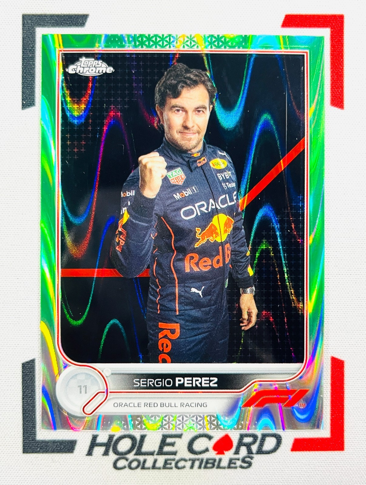 SERGIO PEREZ 2022 Topps Chrome Formula 1 F1 #21 Green Raywave Refractor 68/99