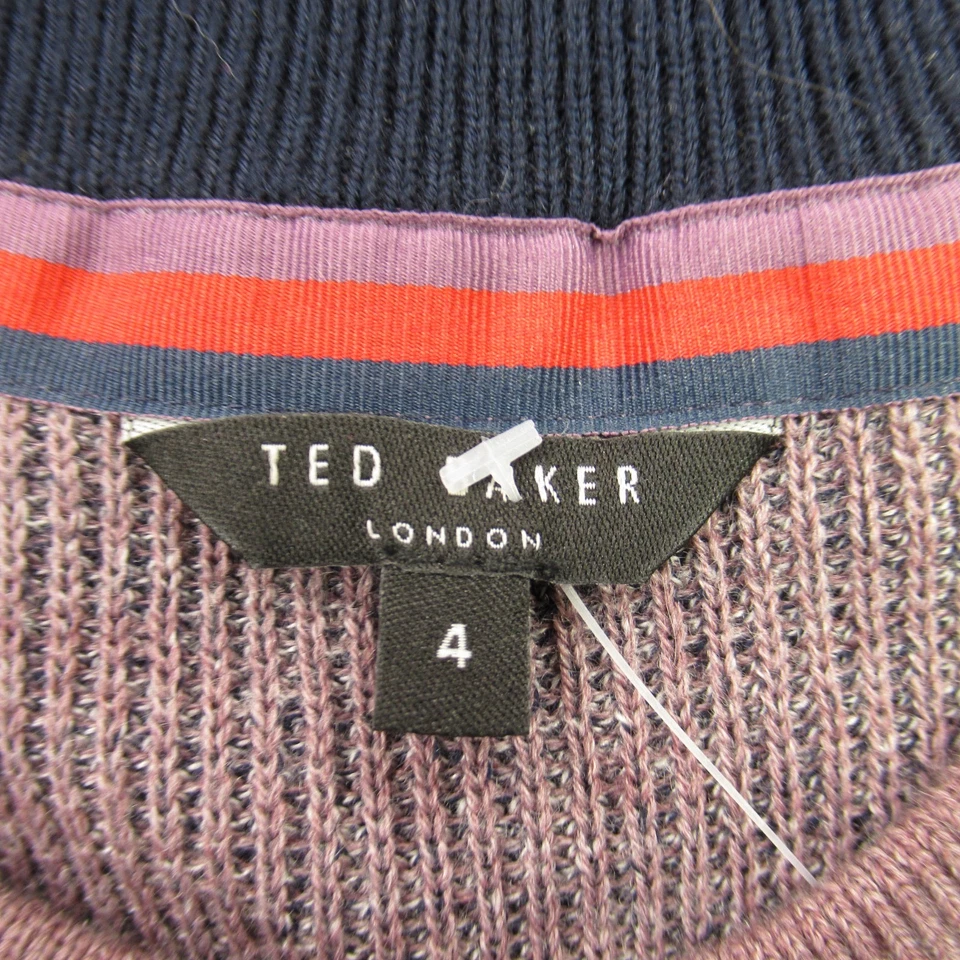 Ted Baker Shirt Mens 4 Long Sleeve Crew Neck Purple Sweater Casual - Image 4 of 4