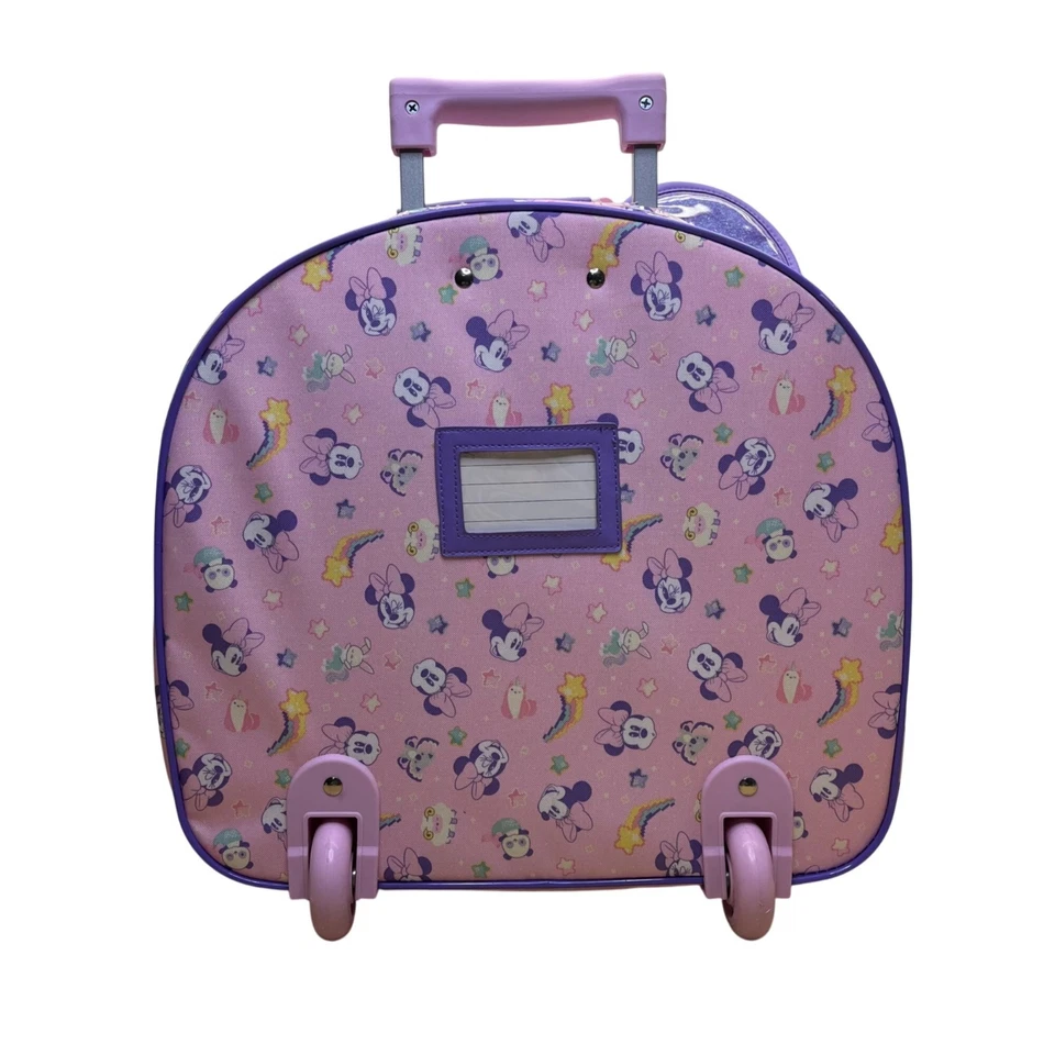 Disney Kids Purple & Pink Sparkling Minnie Mouse Rolling Luggage Size M - Image 3 of 4