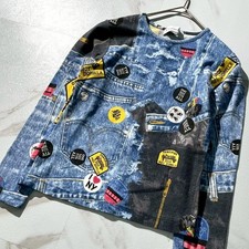 Christian Dior Galliano 2001 Miss Diorella Denim Print Tee Blue XS Vintage