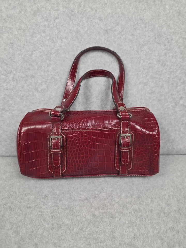 Bolso Cartera Liz Claiborne Mujer Borgoña Cocodrilo Repujado Cartera de Hombro PVC Foto 2 de 4